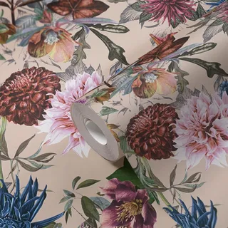 A.S. Création Tapete Blumen Beige Rosa Vintage Blumentapete für Wohnzimmer Küche 381755 10,05x0,53m Made in Germany