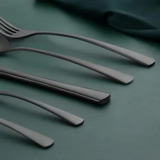 Besteckset für 12 Personen, 60-teilig, rostfreies Besteckset, schwarz matt, Besteckset mit Messer, Gabel, Löffel, hochwertiges rostfreies Besteck, spülmaschinenfest