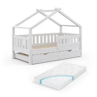 VitaliSpa Hausbett Design 80 x 160 cm Kiefer massiv weiß