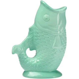 Ambia Home Vase , Grün , Keramik , Fisch , 18.4x24.9x9 cm , zum Stellen, auch für frische Blumen geeignet , Dekoration, Vasen, Keramikvasen
