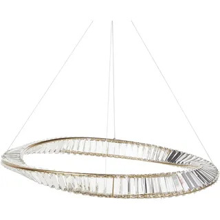 BELIANI Kronleuchter Gold Eisen Pendelleuchte mit Kristallen LED Beleuchtung Glamour Stil - Gold