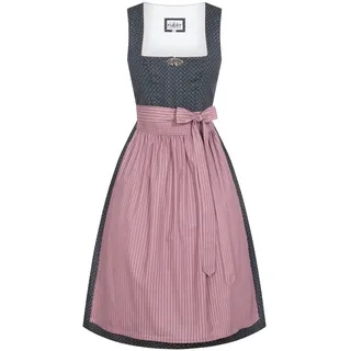 Dirndl NÜBLER "Midi Dirndl Emily", Damen, Gr. 50, EURO, grau, Obermaterial: 100% Polyester PES., Kleider Dirndl