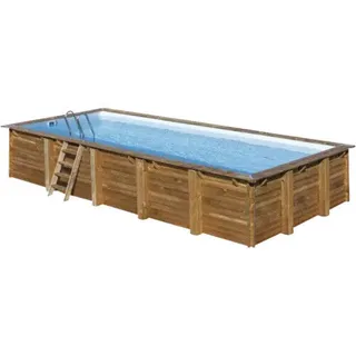 Aufstellpool Holzpool-Set Gre rechteckig 815x420x146 cm inkl. Sandfilteranlage,