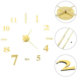 3D-Wanduhr Modernes Design 100 cm XXL Golden - Gold