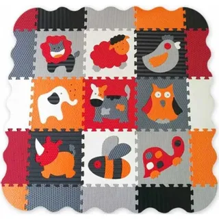 BABY GREAT Schaumstoffpuzzle Tiere grau-rot SX mit Kanten