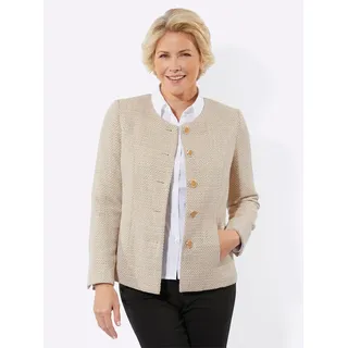 Jackenblazer CLASSIC "Bouclé-Blazer", Damen, Gr. 54, beige (ecru, grau, gemustert), 90% Polyester, 10% metallisierte Fasern, Blazer Jackenblazer