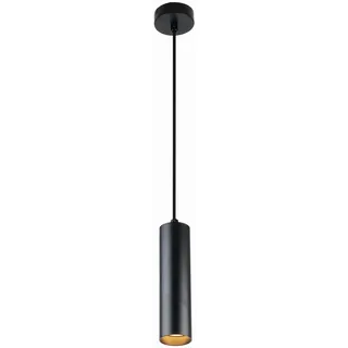Alpinaluz Pendelleuchte aus Aluminium 20 cm, Modernes Minimalistisches Rohrdesign mit GU10 Fassung und 120 cm Textilkabel, Deckenleuchte für Innenräume IP20 (Schwarz)
