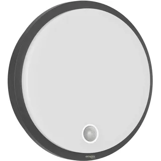 Oktaplex Plato Außenleuchte mit Bewegungsmelder 3000K warmweiss und Dauerlicht Schalter 1010lm LED Wandlampe IP65 Rund anthrazit 10,5W 230V