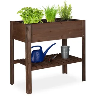 Relaxdays Hochbeet 88 x 80 x 43,5 cm Dunkelbraun