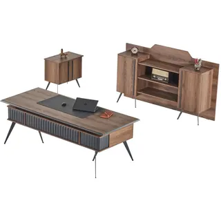 JV moebel Arbeitszimmer-Set 90 x 75 x 220 cm braun/grau