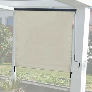 Vertikalmarkise HWC-F42, Senkrechtmarkise Sichtschutz Außenrollo Rollo, UV-Schutz 50 Stoff 250x180cm, creme-beige - Beige
