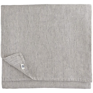 Linen & Cotton Luxus Streifen Tischdecke Stoff Landhausstil Vintage Shabby Bjorn - 100% Leinen, Schwarz/Beige/Natur (153 x 200 cm) Tischtuch Tischwäsche für Haus/Home Küche Dekoration Esstisch