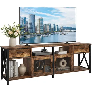 Relaxdays TV-Lowboard 60 x 180 x 40 cm Braun/Schwarz Holzwerkstoff/Metall