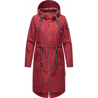 Navahoo Damen Mantel Übergangs Jacke Lang Parka Freizeit Casual Kapuze Josinaa Bordeaux Gr. 34 - XS - bordeaux