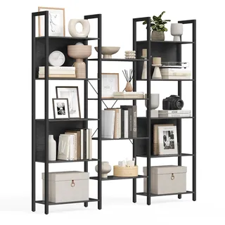 VASAGLE Bücherregal 24 x 158 x 166 cm Ebenholzschwarz/Tintenschwarz