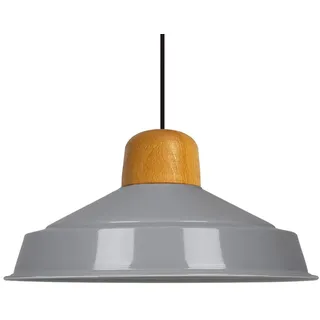 Pendelleuchte Asletl Deckenpendelleuchte aus Holz 41cm Grau Metall Vintage Lampe - Grau
