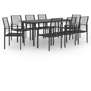 Garten-Essgruppe für 8 Personen, wetterbeständig, 1 Tisch (190x90x74 cm) und 8 Stühle - Schwarz
