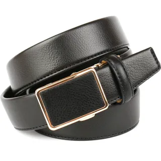Ledergürtel ANTHONI CROWN, Herren, Gr. 85, schwarz, Leder, unifarben, Gürtel Ledergürtel, Klassischer Gürtel mit goldfarbener Schließe