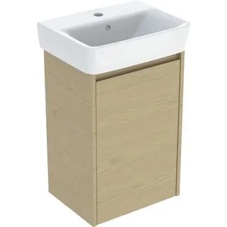 Geberit Renova Plan Set Handwaschbecken mit Unterschrank, 1 Tür, 45x69,7x34cm, 504.034.PS.1, Farbe: Eiche natur / Melamin Holzstruktur