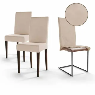 Staboos Stuhlhussen 2er Set – Elastische Stuhlbezüge für Schwingstühle & Esszimmer – Stretch Stuhlhusse aus Öko-Tex zertifiziertem Stoff – Passender Chair Cover für Feste & Zuhause (Beige)