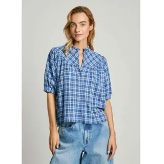 Pepe Jeans für Damen. PL304871 Bluse Nella navy (L), Blau, Lässig, Leinen, Kurzarm