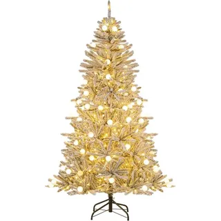 180 cm großer, künstlicher, schneebedeckter Weihnachtsbaum mit 250 LEDs - Silber