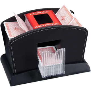 Relaxdays Relaxdays, Kartenmischer Elektrisch, Leder 4 Decks