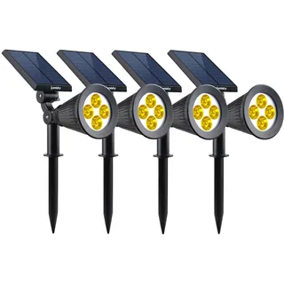 Lumisky 4 Stück Solar-Spots, 2-in-1, zum Stecken oder Befestigen, leistungsstarke Beleuchtung, dimmbar, LED, weiß, SpIKY WARM, Höhe 42 cm