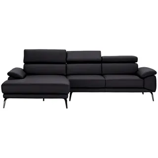 Novel Ecksofa , Dunkelbraun , Metall , Echtleder , Rindleder , Ottomane links, L-Form , 295x187 cm , Typenauswahl, Lederauswahl, Stoffauswahl, seitenverkehrt erhältlich, Hocker erhältlich, Rücken echt , Wohnzimmer, Sofas & Couches, Wohnlandschaften, Ecksofas