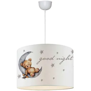 lux.pro Kinderhängeleuchte Rugby , Grau, Braun , Textil , Tiere , Rund , E27 , 28x70x28 cm , Lampen & Leuchten, Kinderzimmerlampen
