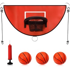 Trampolin Basketballkorb, Abreißrand zum Eintauchen TrampolinBasketballaufsatz mit Mini Basketbällen TrampolinZubehör für Kinder Erwachsene Innen und Außenbereich (Rot)