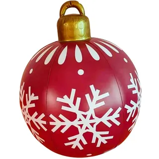 Settoo Weihnachtsdekorationen Weihnachten Aufblasbar Ball 60cm Aus PVC Christbaumkugel,Weihnachtskugel Personalisiert Baumschmuck Weihnachtskugeln (mit Inflatorzylinder) (60 cm, B3)
