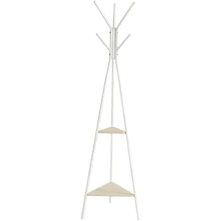 VASAGLE Garderobenständer in Baumform, Kleiderständer, freistehende Garderobe, Industrie-Design, mit 2 Ablagen, für Kleidung, Hüte, Taschen, naturbeige-perlweiß RCR016N01