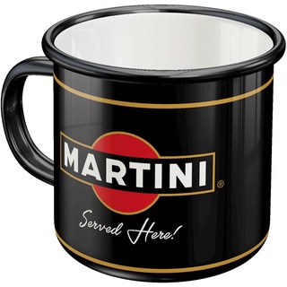 Nostalgic-Art Retro Emaille-Tasse, 360 ml, Martini – Served Here – Geschenk-Idee als Bar-Zubehör, Camping-Becher, Vintage Design