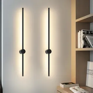 ZMH 2er LED Wandleuchte innen Wandlampe 60CM Schwarz Modern Flurlampe Schwenkbar Design Treppenhauslampe Indirekt 3000K Warmweiß Wandbeleuchtung für Wohnzimmer Schlafzimmer Flur Treppenhaus Bett - Schwarz