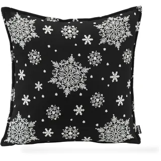 H.O.C.K. Snow Flakes Dekokissen 50 x 50 cm Schwarz