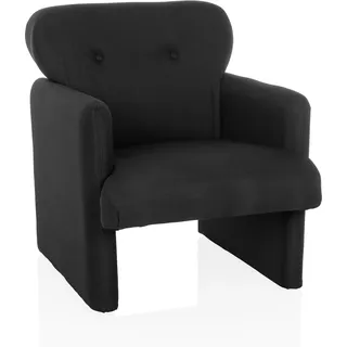 hjh living Loungesessel CARIPITO Polyester 66 x 77 x 74 cm Schwarz mit Rollen