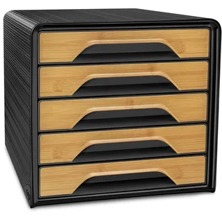 CEP Schubladenbox Smoove 360 x 288 x 271 mm 5-tlg. schwarz/bambus