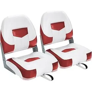 GOPLUS 2er Set Bootssitz, Bootsstuhl mit Klappbarer Rückenlehne, Hochelastischer Schaumstoff, PVC, PP, Wetterfest, Langlebig und Wasserdicht, UV- Beständig, Anglerstuhl für Yachten & Boote