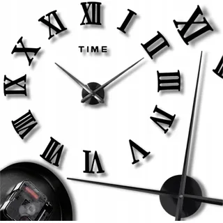 OMNA | Wanduhr groß - 3D Spiegel-Effekt - Schwarz - Modernes Loft-Design - Leise und stilvoll - Schwarz