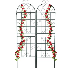 Bild Rankgitter, 2er Set, HxB 180 x 50 cm, freistehend, Rankhilfe zum Stecken, Kletterpflanzen, Blumenspalier, grün