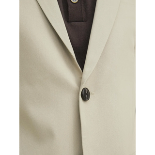 Sakko JACK & JONES "JPRFRANCO Blazer mit 2-Knopf-Form und extra schmalem Schnitt", Herren, Gr. 46, beige (pure cashmere fit:super slim fit), Web, Obermaterial: 78% Polyester, 17% Viskose, 5% Elasthan, unifarben, slim fit, 1-Knopf-Manschette, Sakkos Sakko, unifarben, modisch, slim fit, Kunstfaser