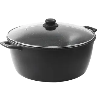 zanetti, XL Chef Kasserolle mit Antihaftbeschichtung, geeignet für alle Herdarten, einschließlich Induktion, Boden 6 mm, Glasdeckel, Griffe aus Silikon, Durchmesser 32 cm