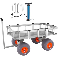 VEVOR Angelwagen Aluminium Transportwagen mit 4 PU-Rädern Transportkarre Angeln 1350x790x980mm Angelkarre 227kg Gewichtskapazität Angel Trolley Sackkarre Strandwagen Strandtrolley