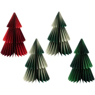 Talking Tables 4 x Papierwaben Weihnachtsbaum mit Magnetverschluss, wiederverwendbare Weihnachtsdekorationen für Tischkamin Fensterbank Display Winterwunderland Wald Party Thema Rot Grün 17,8 cm Höhe