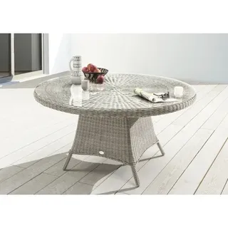 Gartentisch Destiny LUNA Ø120x75cm, mit aufgelegter Glasplatte, vintage weiß