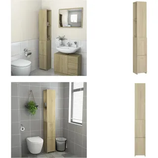 vidaXL Badschrank Sonoma Eiche 25x26,5x170 cm Holzwerkstoff - Badezimmerschrank - Badezimmerschränke - Schrank - Schränke - Braun