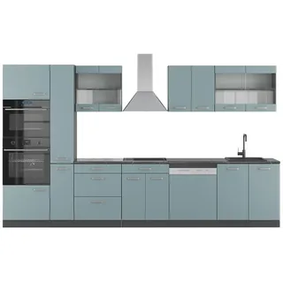 Vicco Küchenzeile R-Line 350 cm Blau-Grau/Anthrazit
