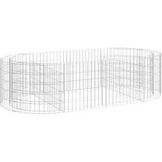 vidaXL Gabionen-Hochbeet Verzinktes Eisen 200/100/50 Cm , Silberfarben , Metall , Oval , 200x50x100 cm , Gartenzubehör, Hochbeete