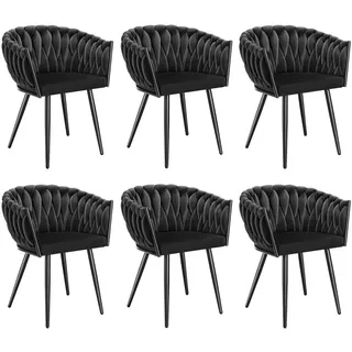 Tectake Esszimmerstuhl Astano gepolstert schwarz 6er Set
